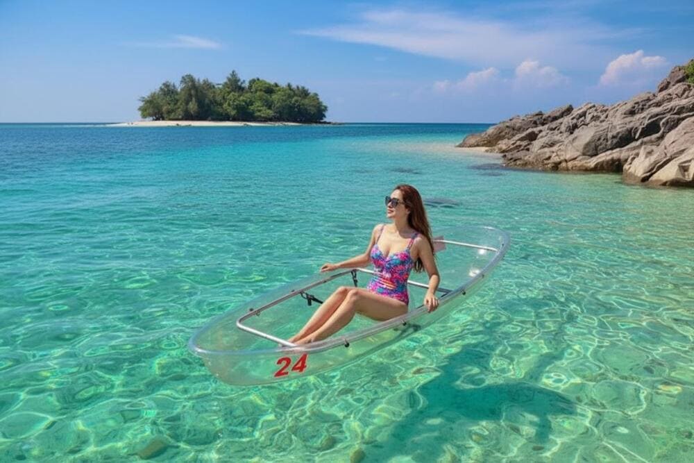 Trải nghiệm chèo thuyền trên bãi biển Đá Nhảy Quảng Bình